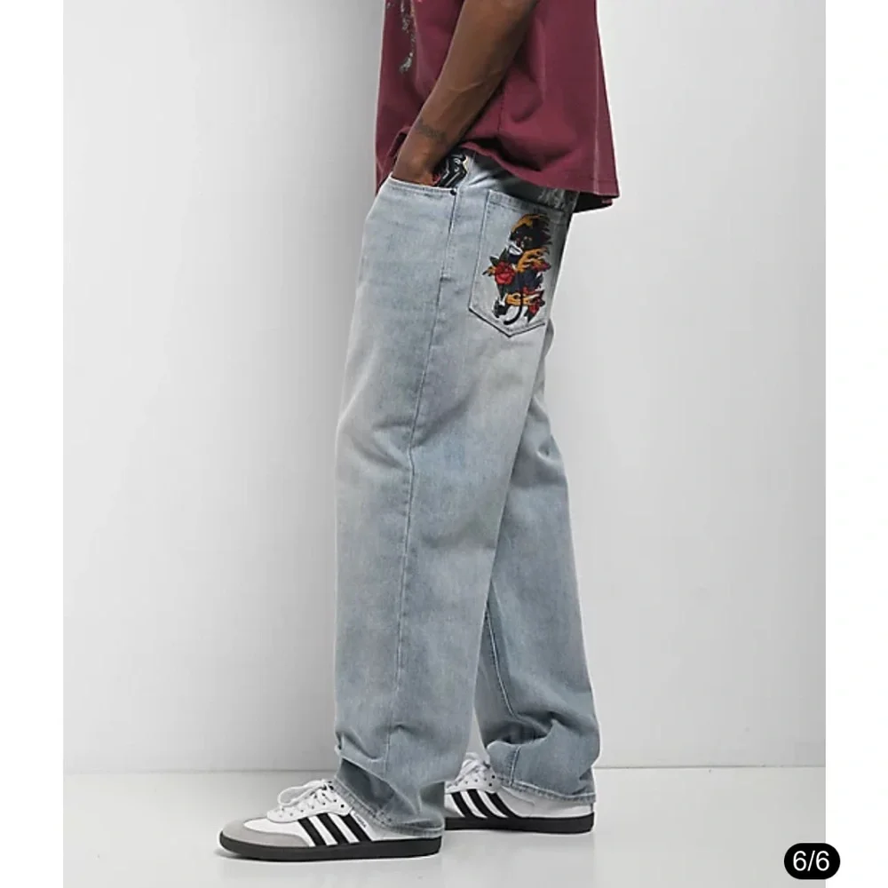 NINTH HALL AMBUSH Y2K Jeans Men’s 33 Skull Embroidered Baggy Wide Leg Panther